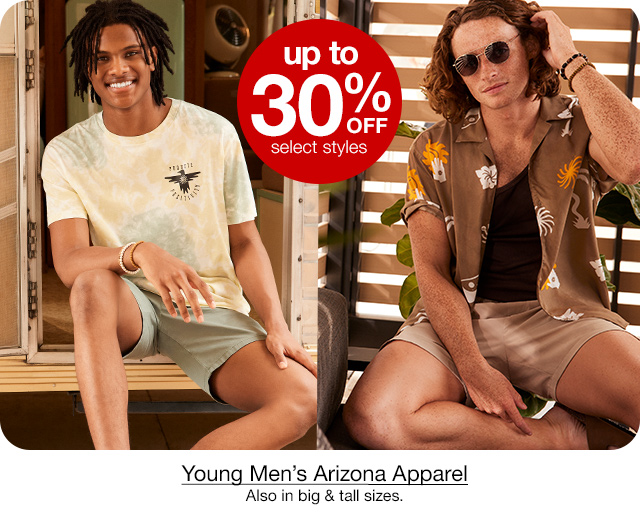 up to 30% off select styles Young Men's Arizona Apparel. Also in big & tall sizes.