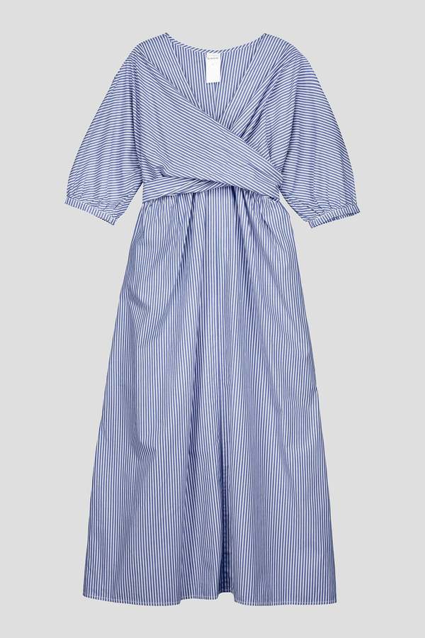 Kowtow Marta Wrapped Dress - Blue Stripe