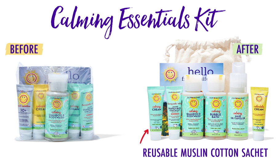 Calming™ Essentials Kit This little tote is packed full of our most popular skincare products, all with scents of French lavender and clary sage essential oils. Conveniently sized and ready to go!