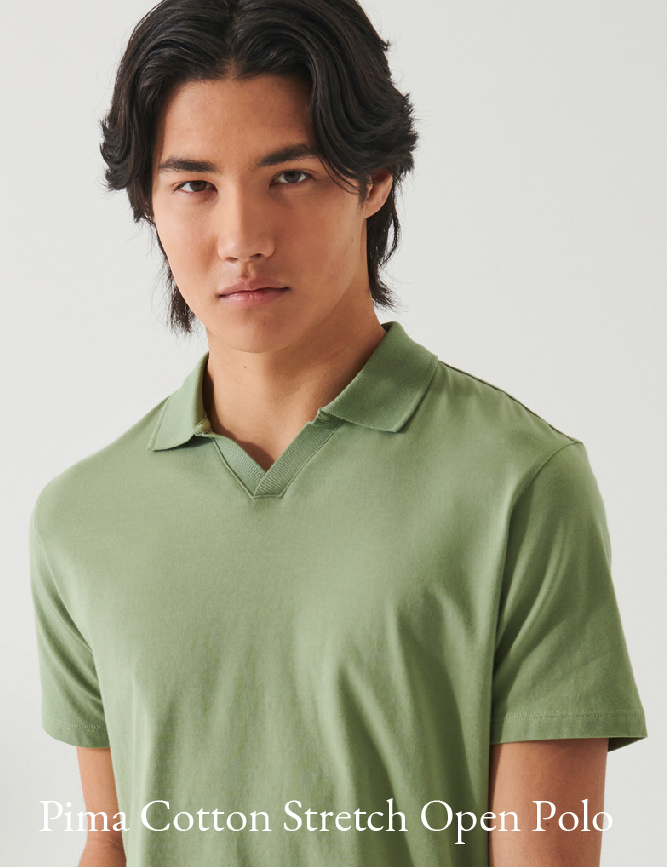 PIMA COTTON STRETCH OPEN POLO