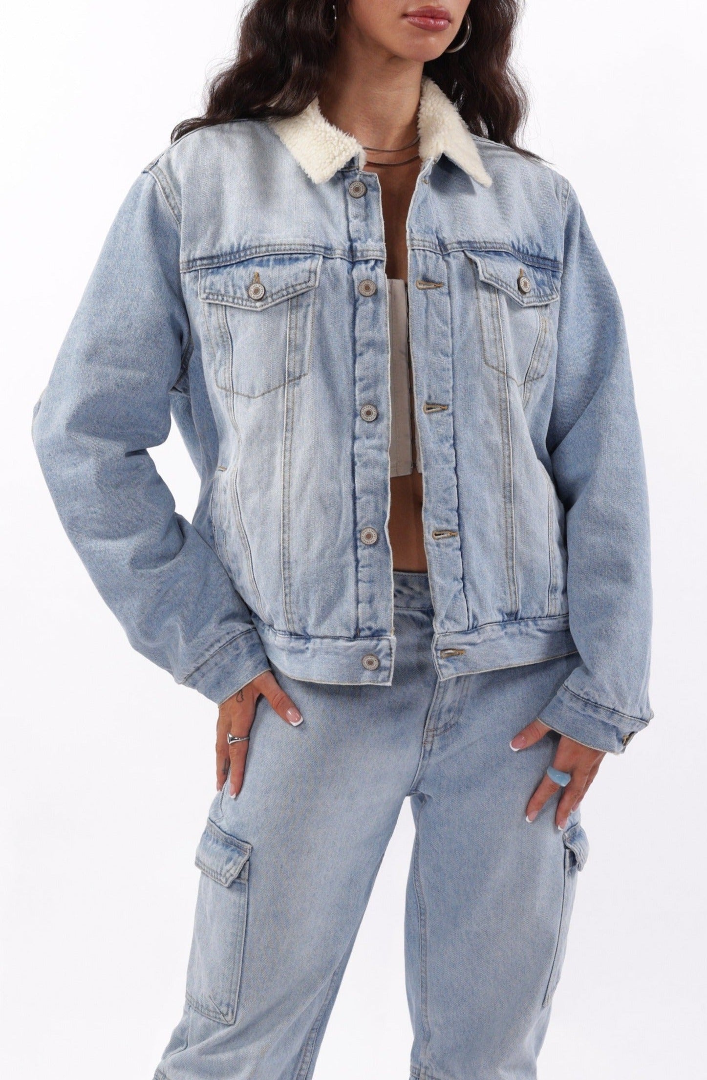 Image of Ex-Boyfriend Oversized Sherpa Denim Jacket