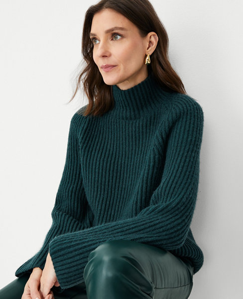 Ribbed Relaxed Turtleneck Sweater