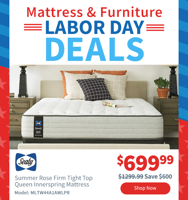 Labor Day Deals. Sealy Summer Rose Firm Tight Top Queen Innerspring Mattress