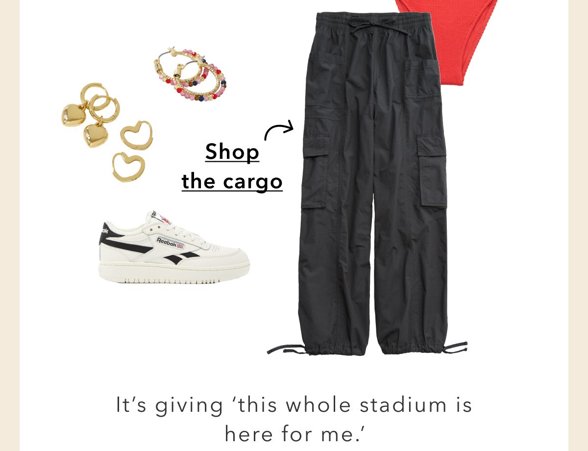 Shop the cargo | It's giving 'this whole stadium is here for me.'