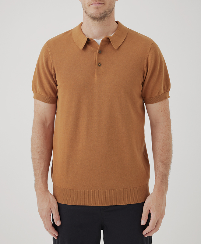 Classic Fine Knit Short Sleeve Polo Sweater