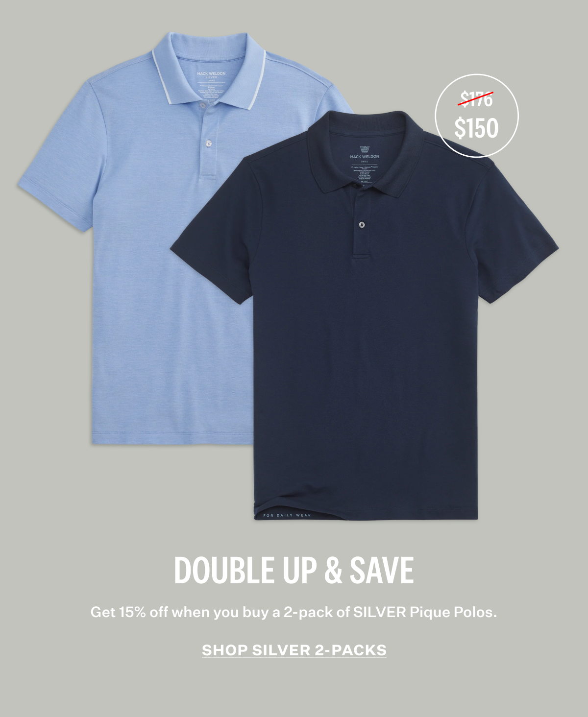 2-Pack SILVER Pique Polo