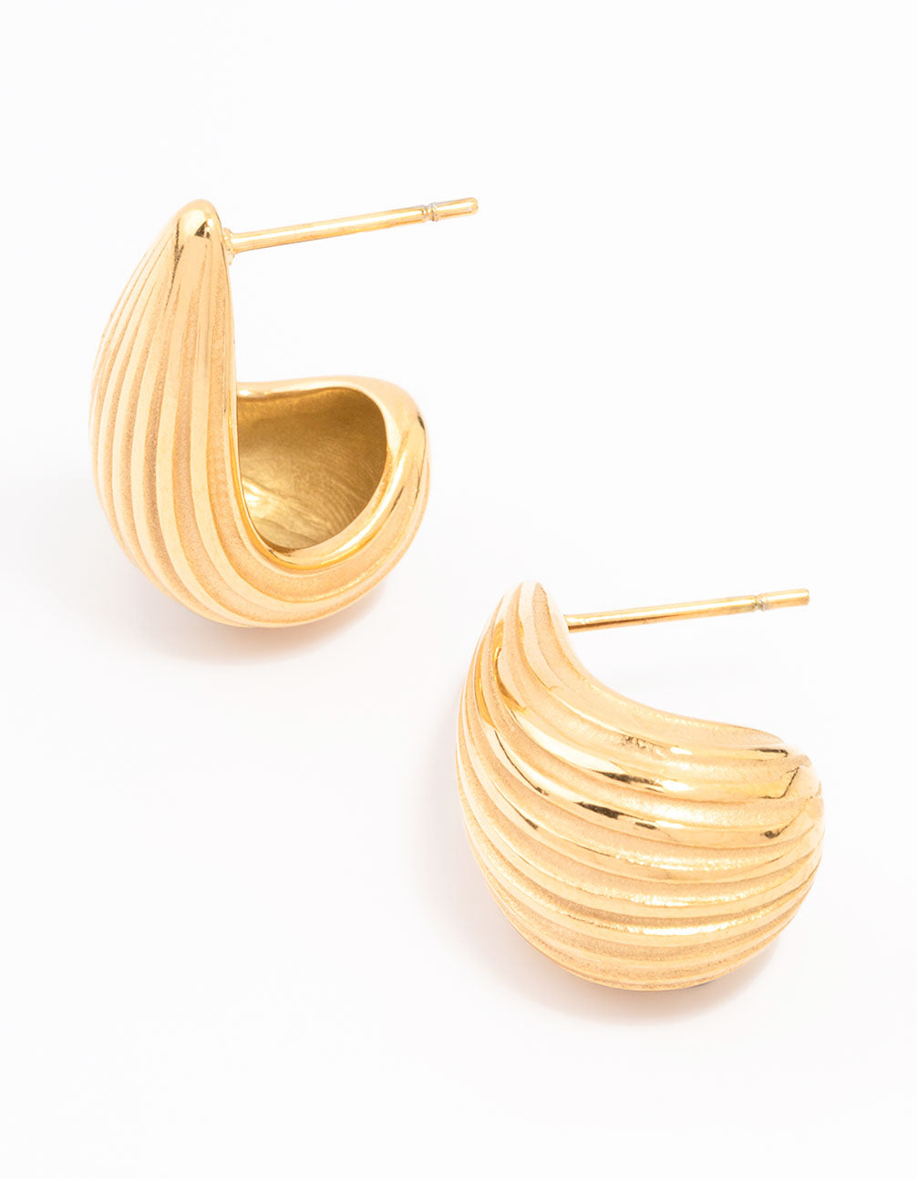 Image of Gold Plated Stainless Steel Small Ribbed Bubble Drop Earrings