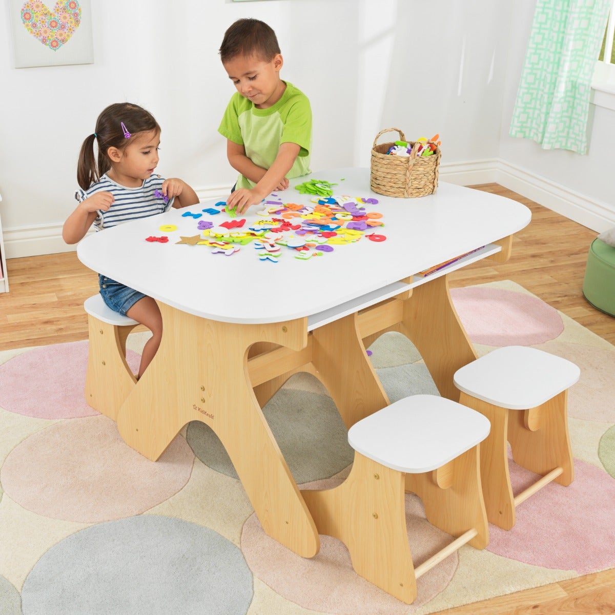 Image of Arches Expandable Table & Bench Set - White