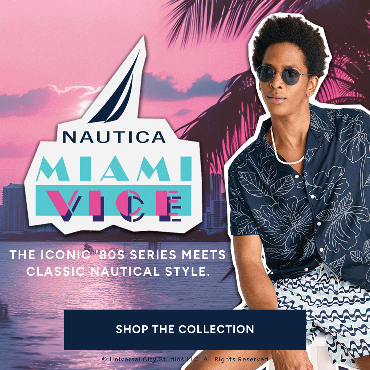 Nautica Miami Vice. The iconic '80s series  meets classic nautical style. SHOP THE COLLECTION