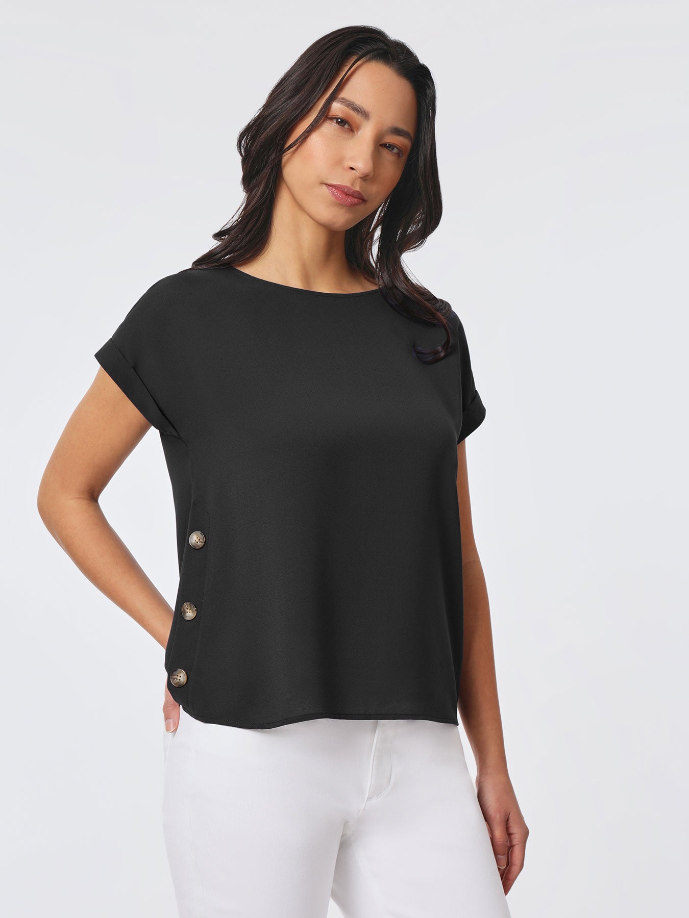 Image of Jasper Crepe Button Detail Blouse