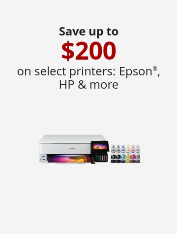 Save up to $200 on select printers: Epson®, HP & more