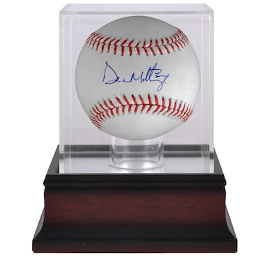 Don Mattingly  Autographed Baseball and Mahogany Baseball Display Case