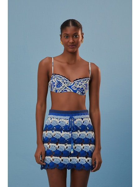 Image of Blue and White Crochet Skirt