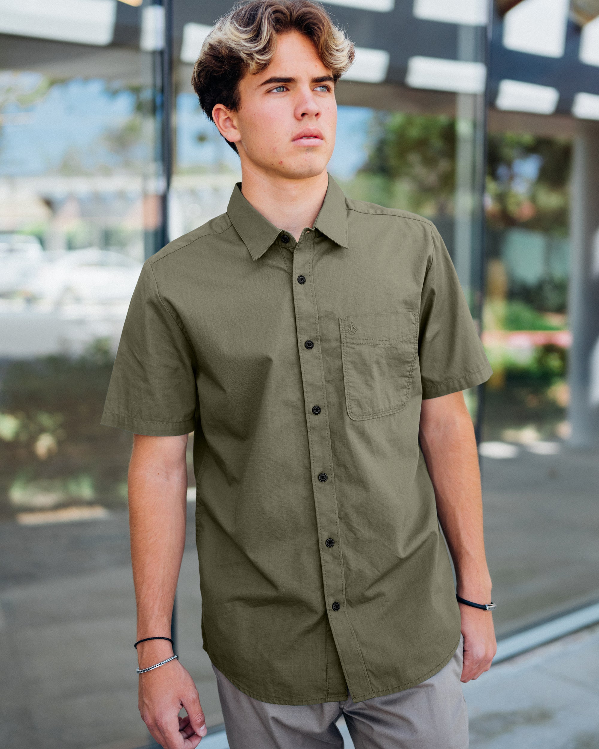 Image of Date Knight Short Sleeve Shirt - Winter Moss