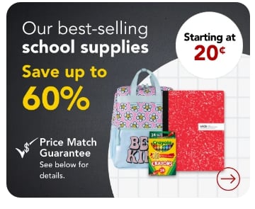  Save up to 60% on best selling school supplies