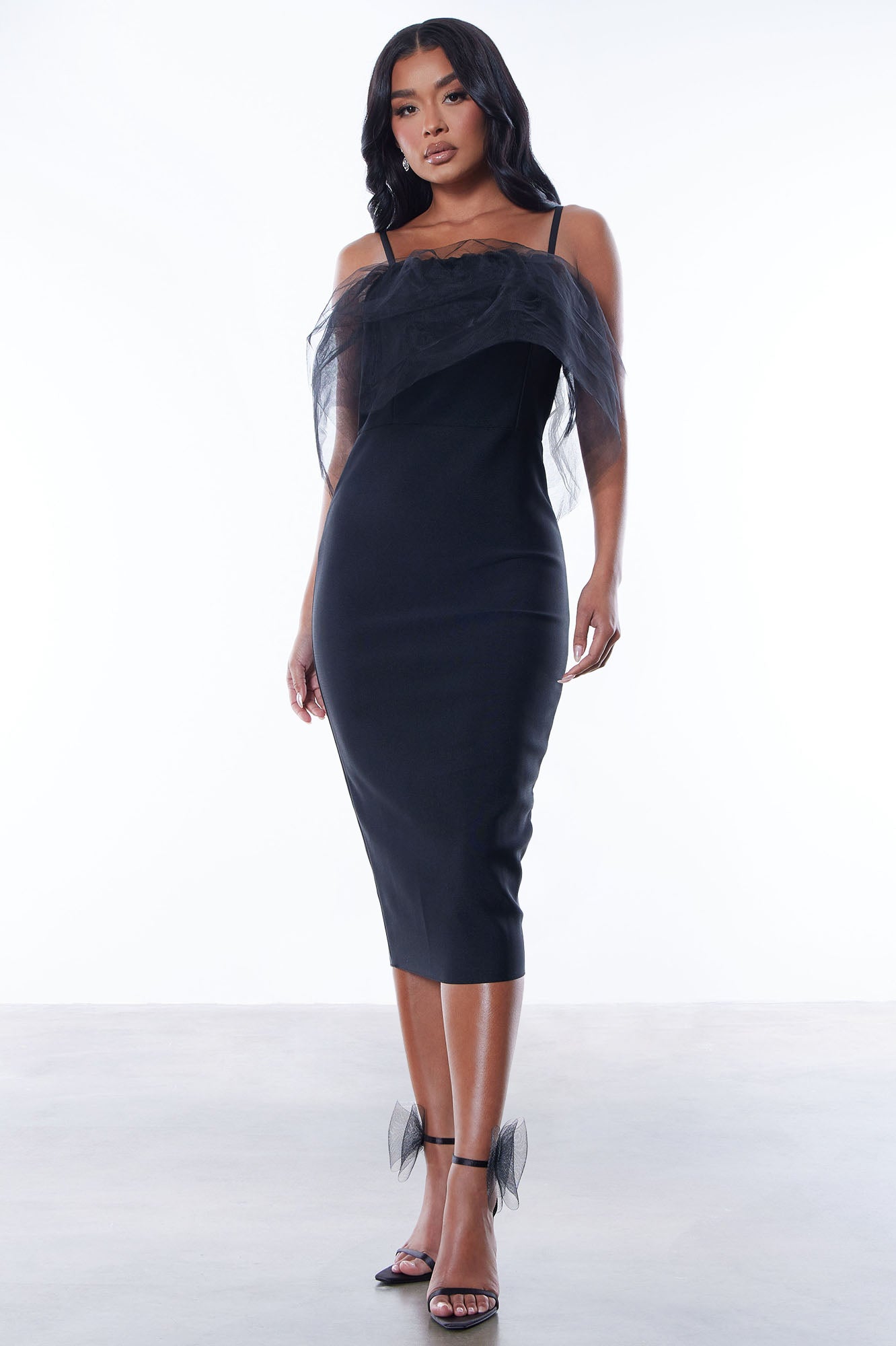 Image of Lourdes Bandage Midi Dress - Black