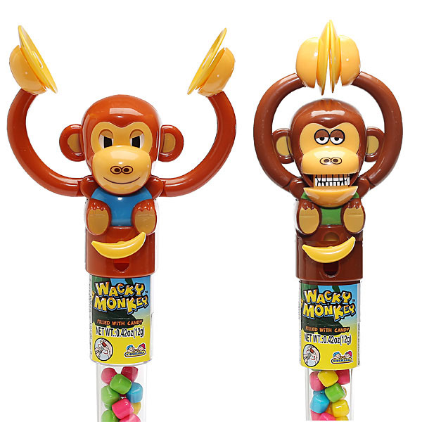 125828 - Wacky Monkey Candy Filled Banging Cymbals Monkey Toys: 12-Piece Box