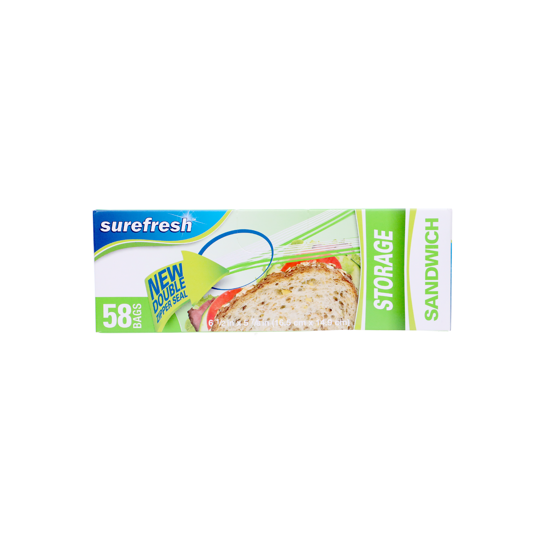 58-ct. Surefresh double zipper seal sandwich bags