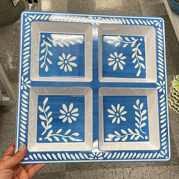 Blue and white serving tray from Ross