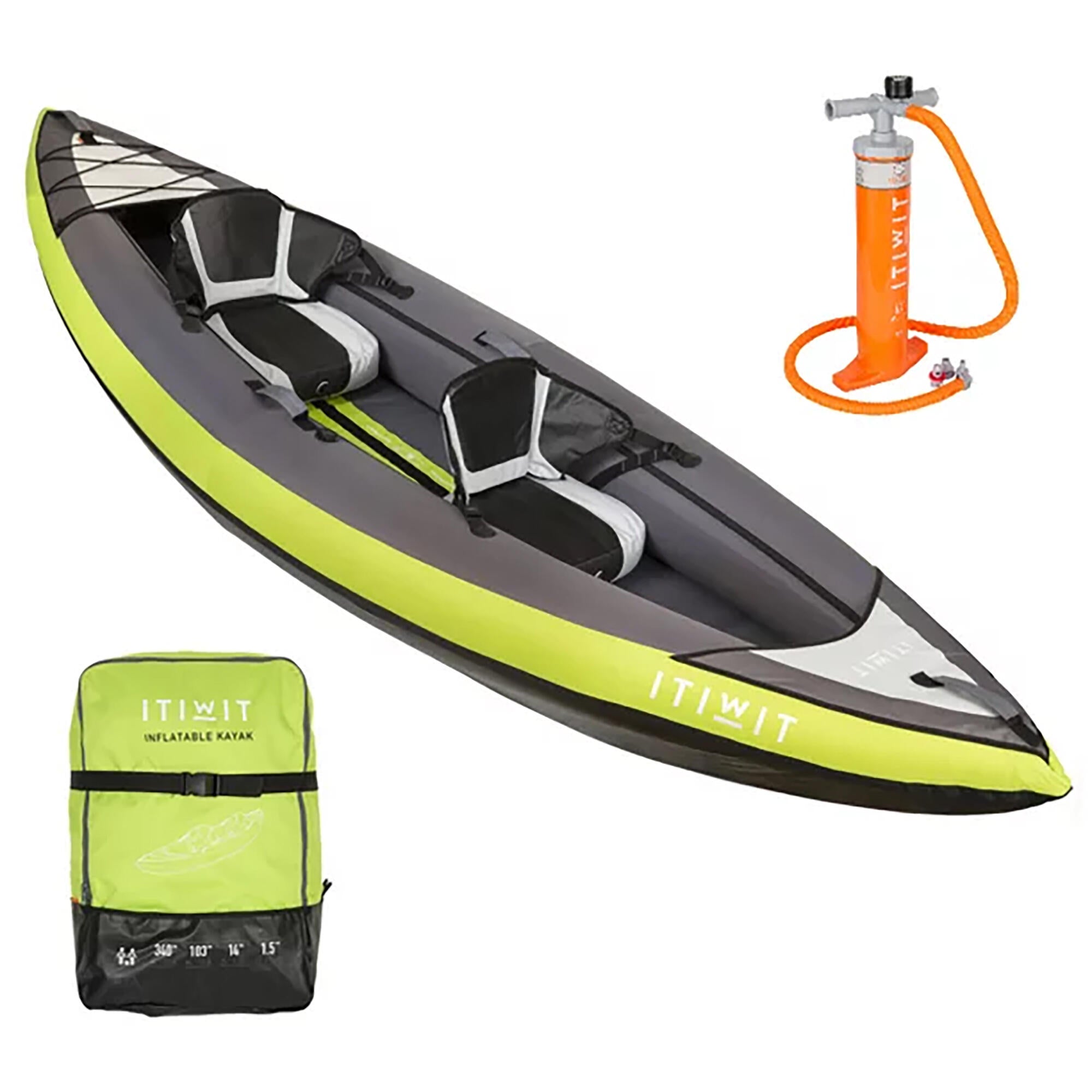 Image of Itiwit Inflatable Recreational Sit-on Kayak with Pump 2 Person