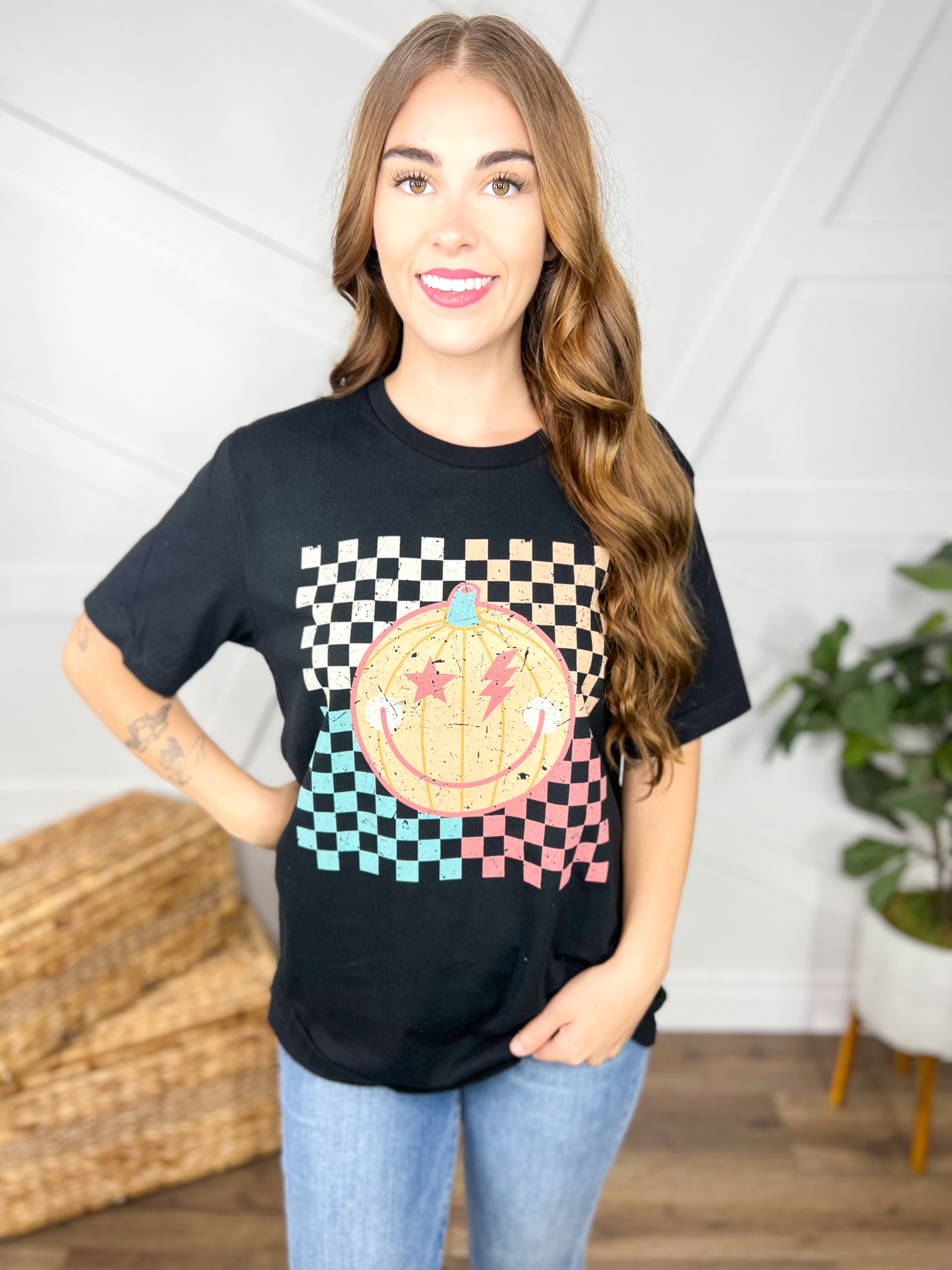 Image of Checkered Jack O Lantern Graphic Tee