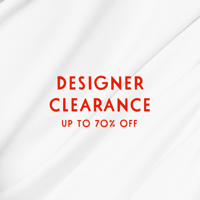 Designer clearance: up to 70% off. 