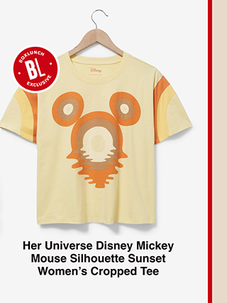 Her Universe Disney Mickey Mouse Silhouette Sunset Womens Cropped Tee