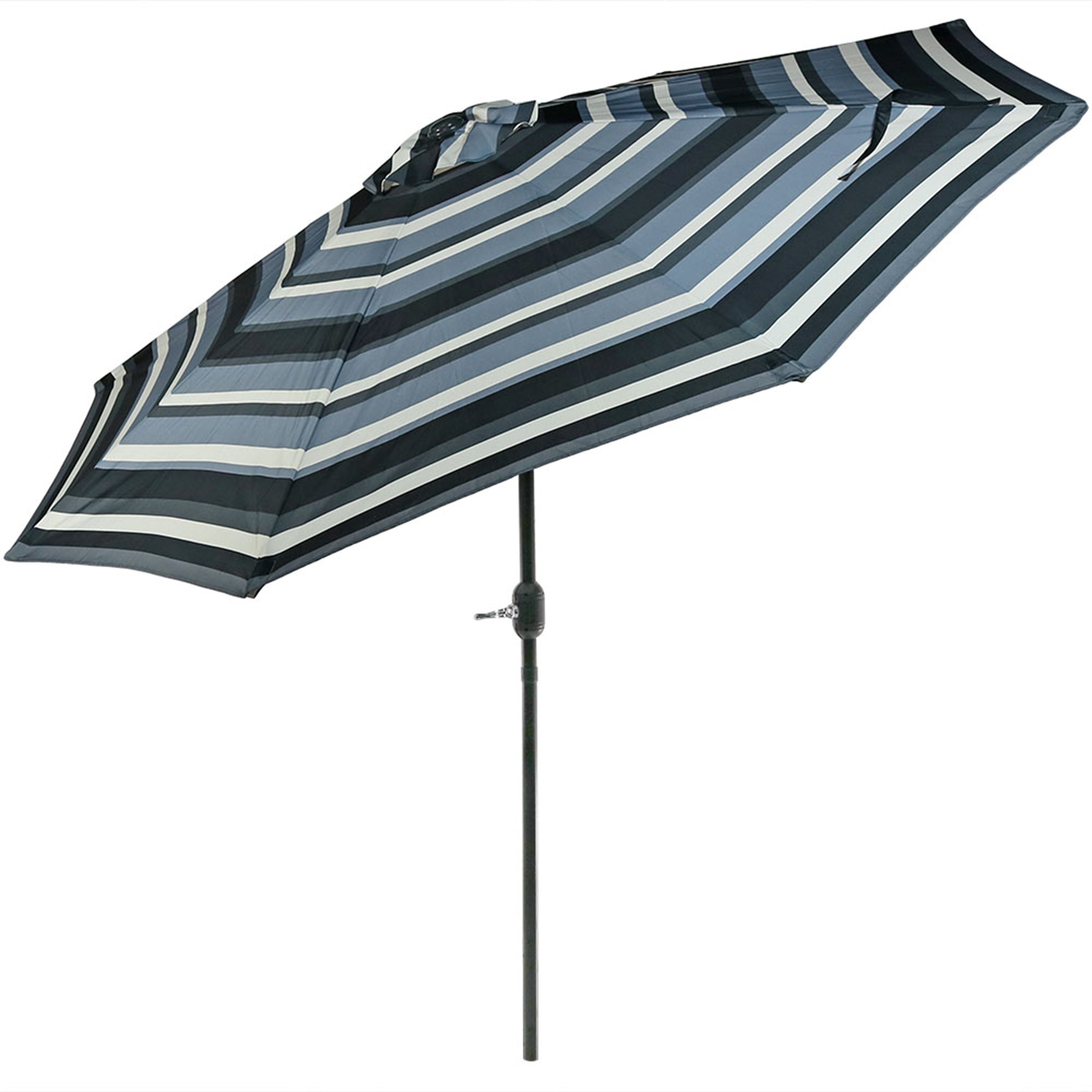 Sunnydaze Striped 9' Patio Umbrella with Push Button Tilt & Crank