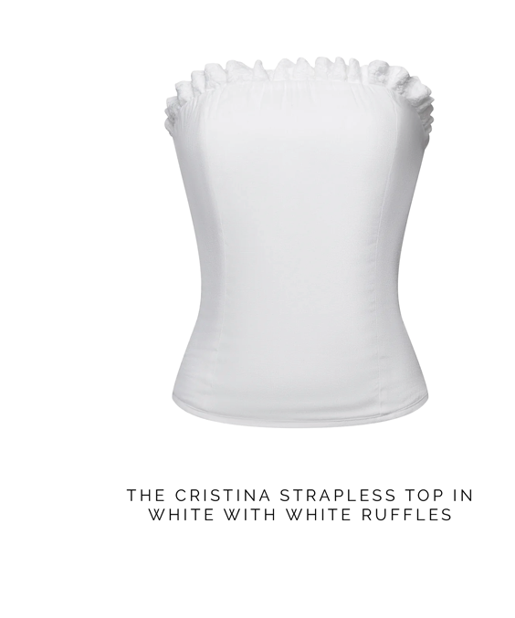 The Cristina Strapless Top in White with white