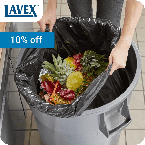 10% off Lavex Trash Can Liners