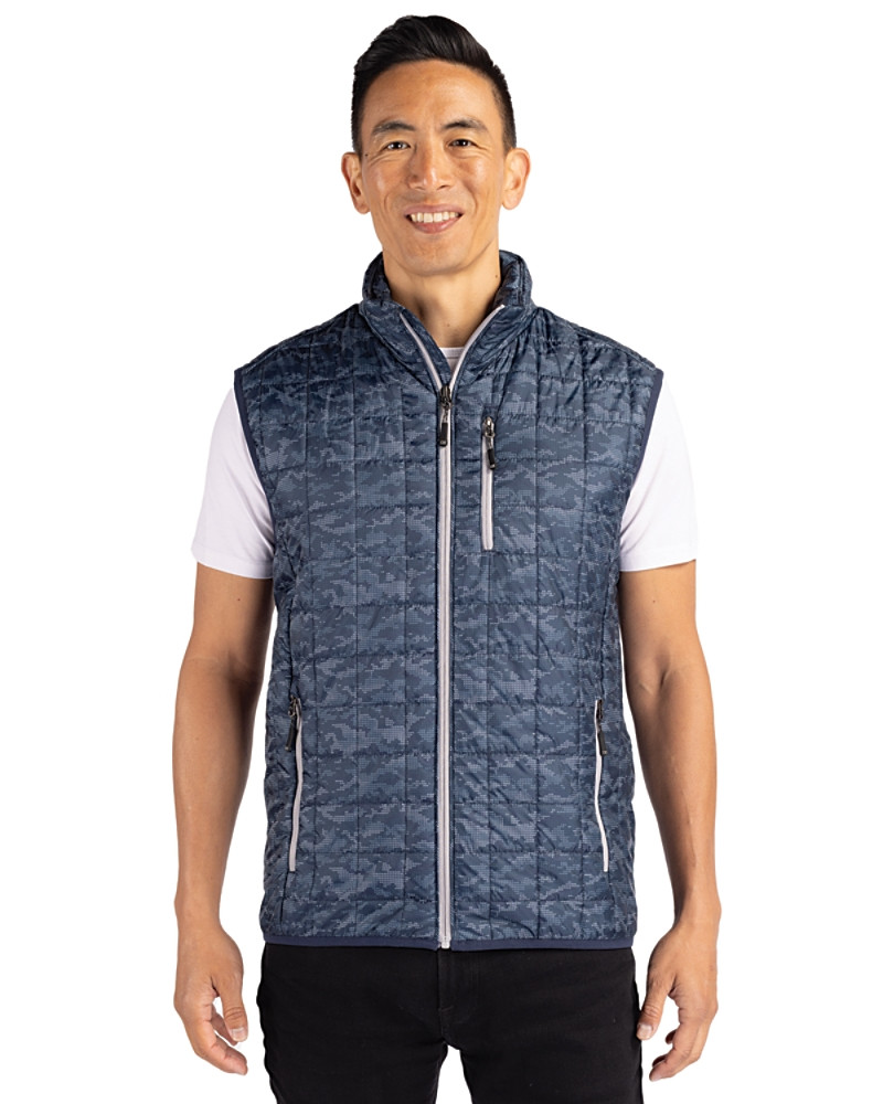 Image of Cutter & Buck Rainier PrimaLoft® Mens Eco Insulated Full Zip Printed Puffer Vest