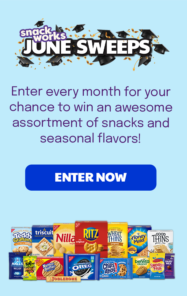 snackworks - JUNE SWEEPS - Enter every month for your chance to win an awesome assortment of snacks and seasonal flavors! - ENTER NOW