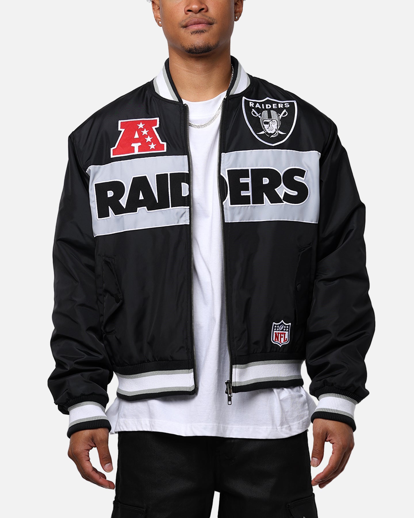 Image of Majestic Athletic Las Vegas Raiders Moto Jacket Faded Black