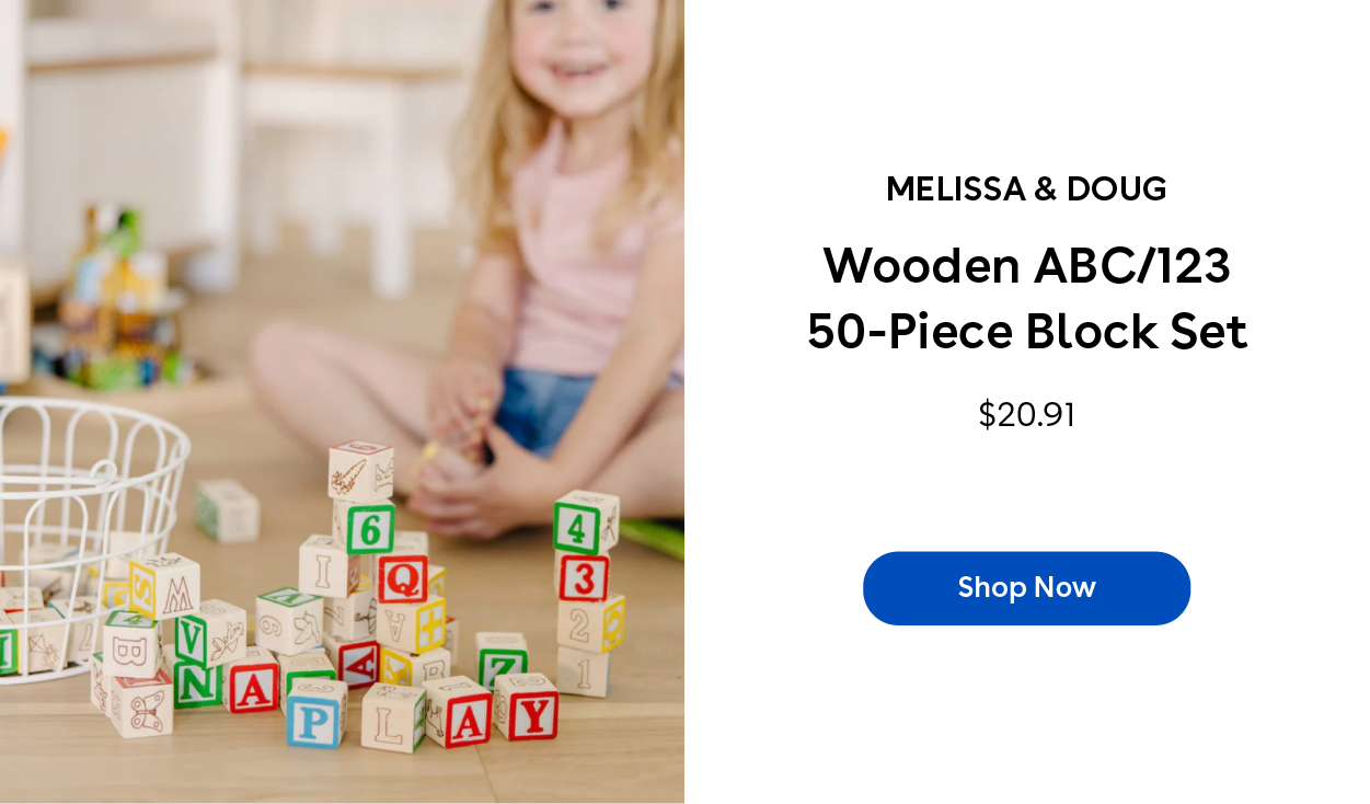 Melissa & Doug Wooden ABC/123 50-Piece Block Set $20.91 Shop Now