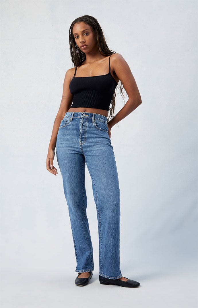 Image: Stretch Dark Indigo Dad Jeans