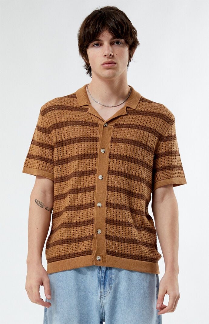 Image: Stripe Open Knit Camp Shirt