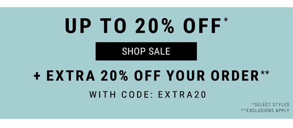 Up To 20% Off + Extra 20% Off Your Order With Code: EXTRA20. Shop Sale