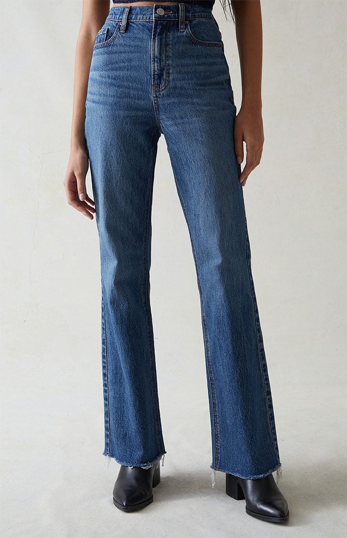 Image: Eco Stretch Dark Indigo High Waisted Bootcut Jeans