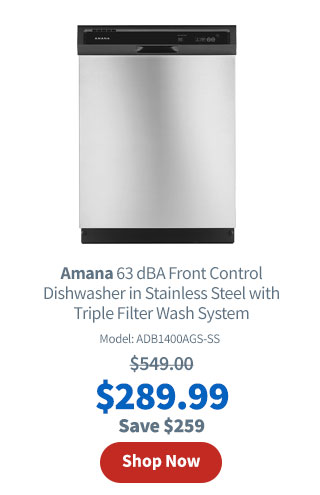 Amana 63 dBA Front Control Dishwasher in Stainless Steel with Triple Filter Wash System