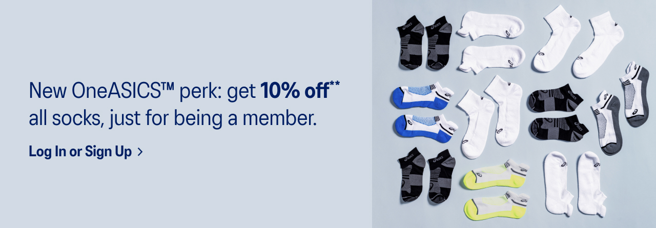 Sign up and shop 10% off all socks with OneASICS