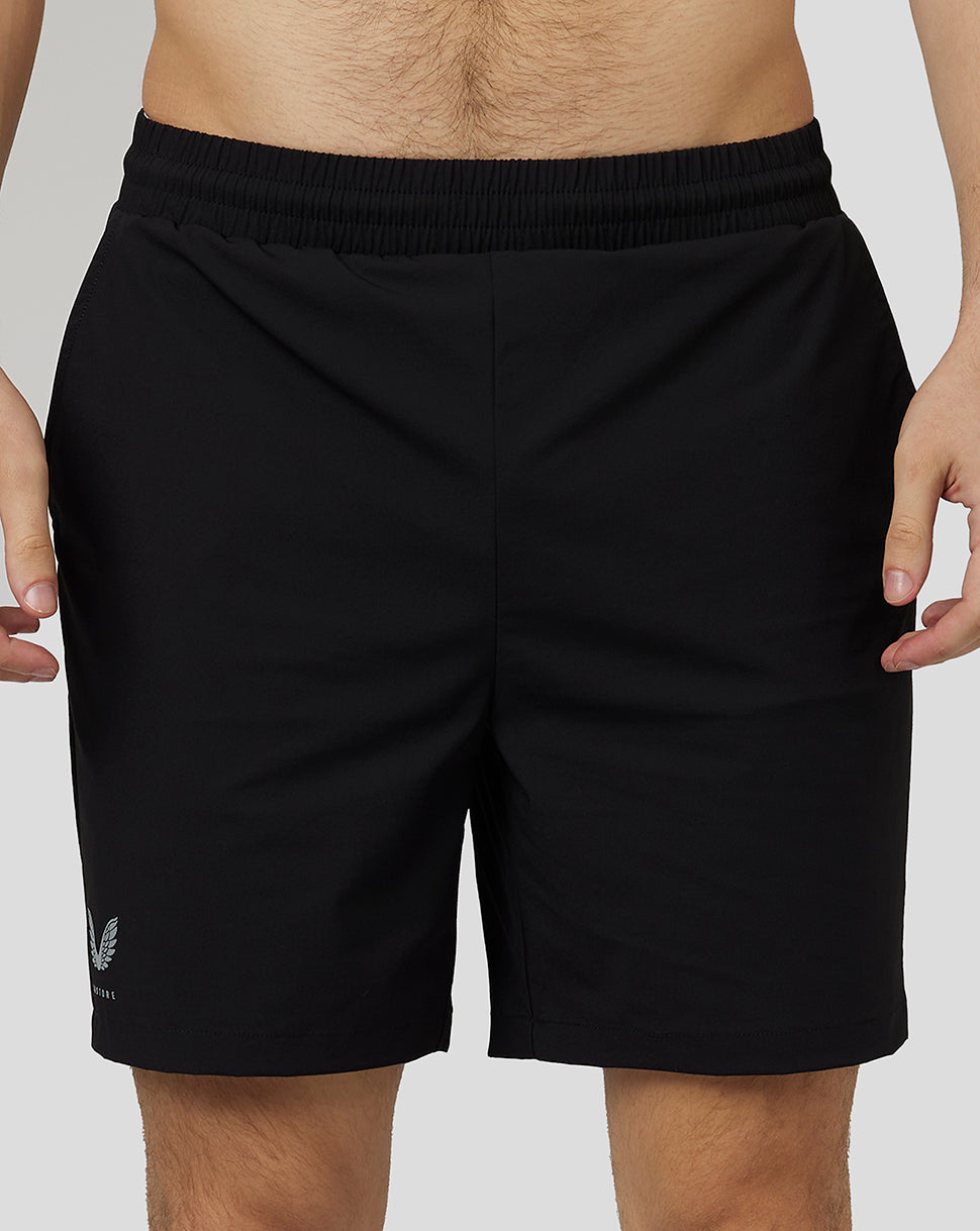 Image of Men's Light Breathable Woven Shorts - Black/Silver