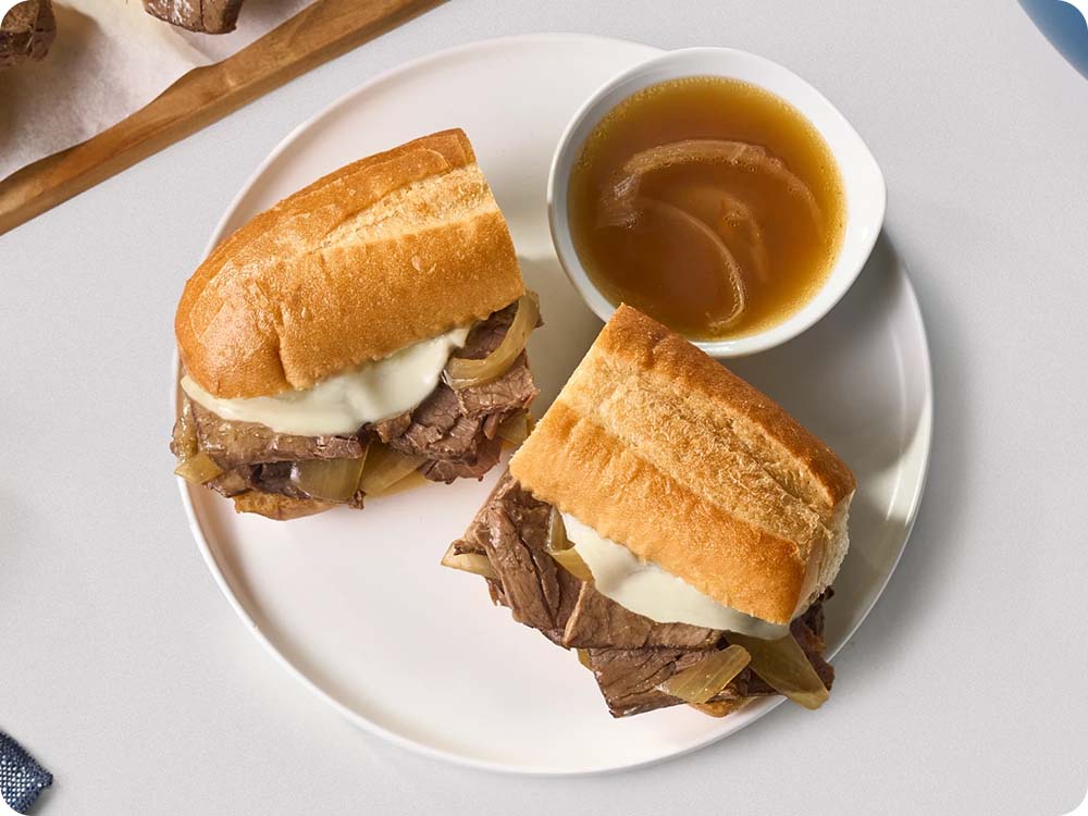 Slow Cooker French Dip Sandwiches with Provolone