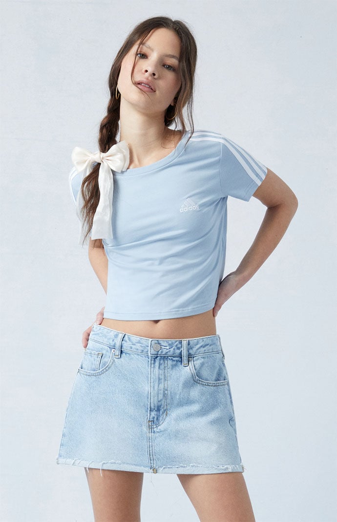 Image: Medium Indigo Low-Rise Denim Mini Skirt