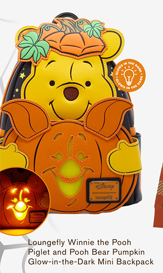 Loungefly Winnie the Pooh Piglet and Pooh Bear Pumpkin Glow-in-the-Dark Mini Backpack