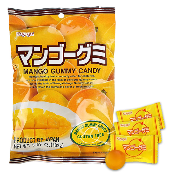 128686 - Kasugai Mango Gummy Candy: 20-Piece Bag