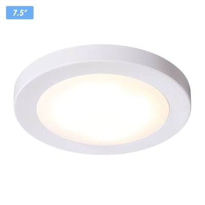 LED Flush Mount Ceiling Light, 7.5 Inch, 120V 12W 840LM(100W Incandescent Equivalent), Dimmable, 3000K Warm White, ETL/JA8, Wet Location, White Finish