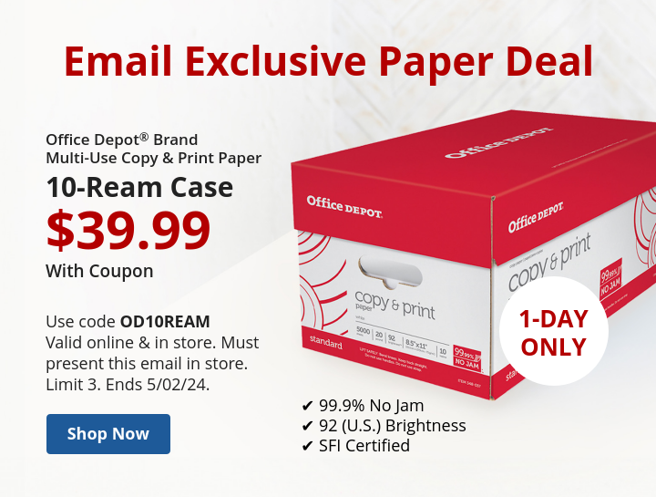 HOT PAPER DEAL! 10-REAM CASE $49.99 - Shop Now