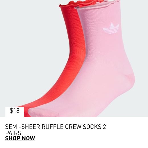 Semi-Sheer Ruffle Crew Socks 2 pairs