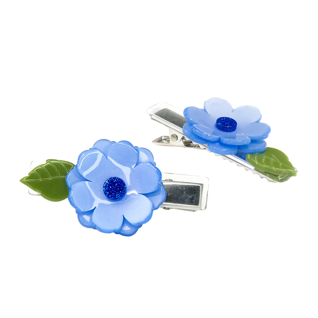 Image of Alligator Clip Set - Blue Peonies