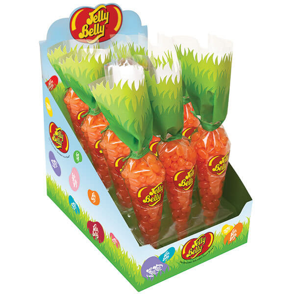 128658 - Jelly Belly Tangerine Jelly Beans 4.25-Ounce Carrot Bags: 12-Piece Display